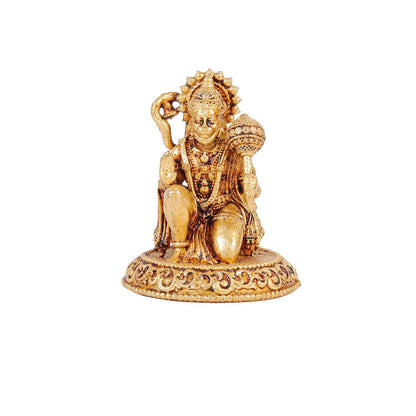 2 Inch Pure Brass Hanuman Ji Idol with Gada | Decorative God Statue for Home Temple, Mandir & Pooja Room Decor | Ideal for Pooja, Diwali, Spiritual Decor & Festive Gifting