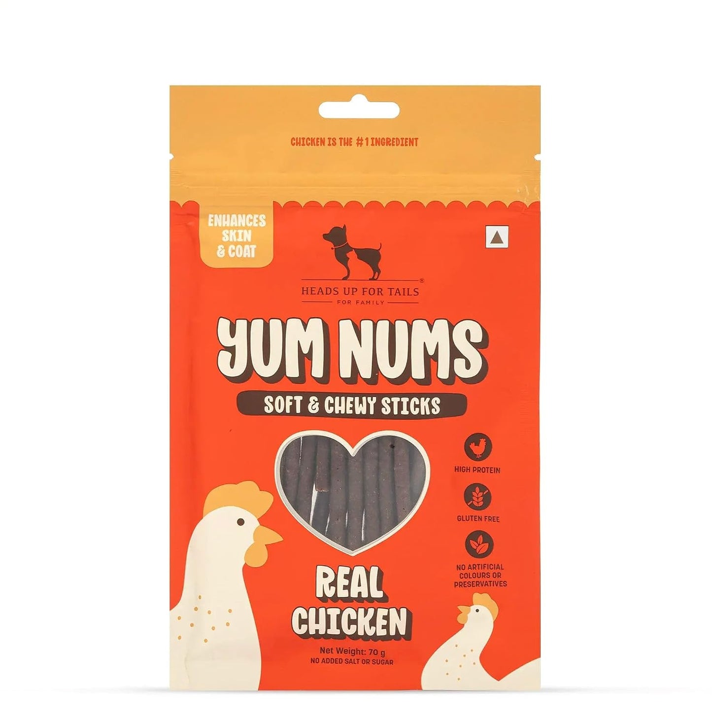 Yum Nums by HUFT Soft & Chewy Sticks - 70gm | Real Chicken | Dog Training Treats | Healthy Dog Snacks | Dog Treats for Puppies & Adults | Pet Chews & Tasty Rewards