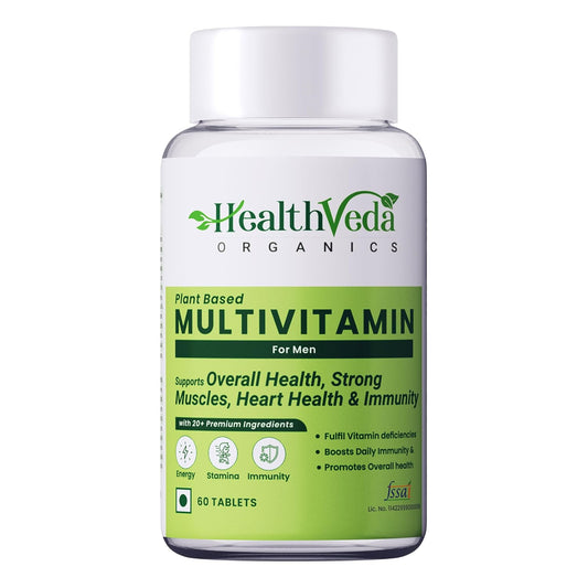 Zephivo Health Veda Organics Multivitamin for Men, 60 Multivitamin Tablets, with Zinc, Vitamin C, Vitamin D3, Multiminerals and Ginseng Extract, Enhances Energy, Stamina & Immunity