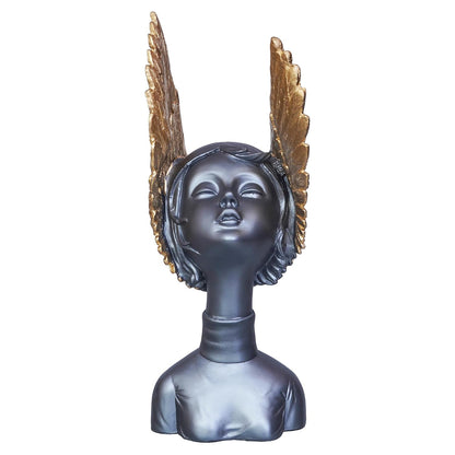 Grey Golden Resin Fairy Lady Statue Showpiece for Home Decor Living Room Bedroom Office Desk Table TV Unit | Women's Day Gift for Ladies Friends | Housewarming Birthday Gift for Women