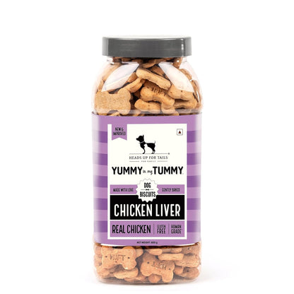Yummy in My Tummy by HUFT Chicken Liver Dog Biscuits – 800 gm | Crunchy Treats for Puppies & Adult Dogs | High-Protein Snack | Made with Real Ingredients | Ideal Training Treat for All Breeds Dogs