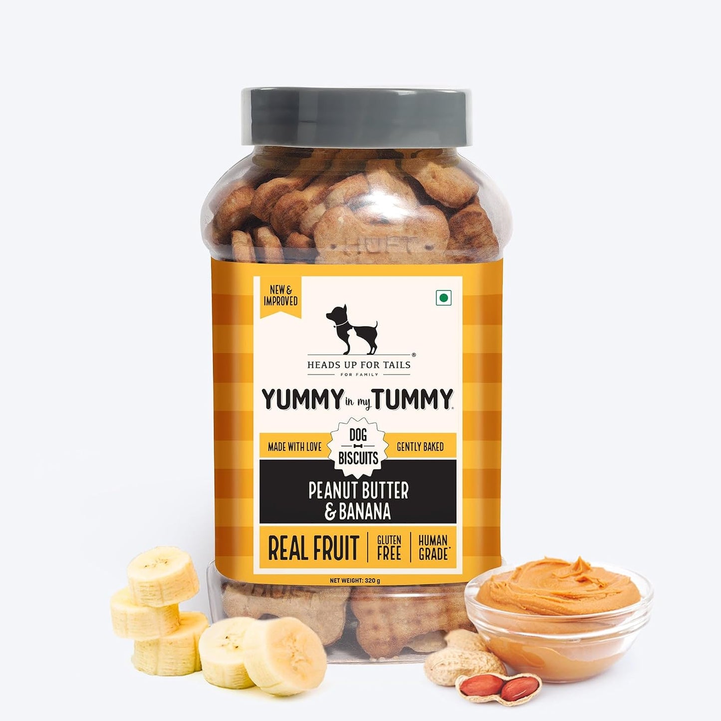 Yummy in My Tummy by HUFT Banana & Peanut Butter Dog Biscuits – 800 gm | Crunchy & Healthy Treats for Dogs | High-Protein Snack | Ideal Training Treat | Suitable for All Life Stages & Breeds Dogs
