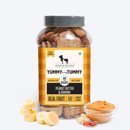 Yummy in My Tummy by HUFT Banana & Peanut Butter Dog Biscuits – 800 gm | Crunchy & Healthy Treats for Dogs | High-Protein Snack | Ideal Training Treat | Suitable for All Life Stages & Breeds Dogs