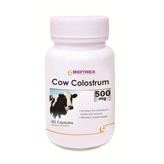 Biotrex Nutraceuticals Cow Colostrum, 500 mg, Ultimate Health Supplements For Immunity System Support - 60 Capsules