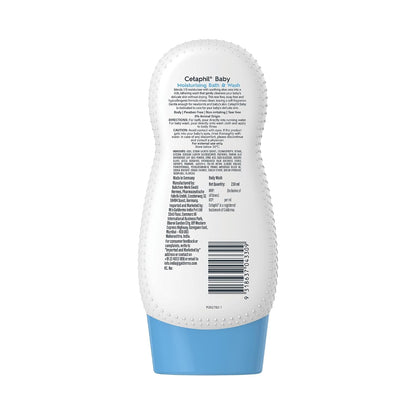Cetaphil Baby Moisturising Bath & Wash 230ml | Tear-Free Bath & Wash Cleanser | Gentle Soap-Free Formula for Newborn, Baby Bath & Wash for Sensitive Skin | Dermatologist Tested, Hypoallergenic Moisturising Cleanser for Baby