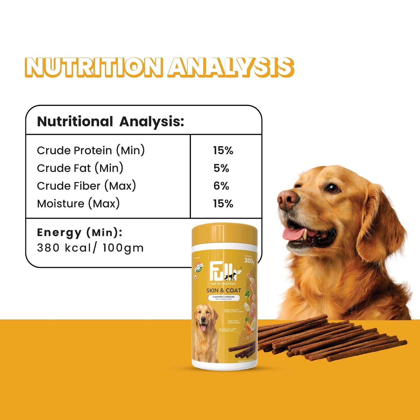 Fullr Skin & Coat Dog Biscuits for All Life Stages, Dog Treats Made with Salmon, Egg & Flaxseed, Healthy Dog Treats Made with Superfoods, Suitable for All Dog Breeds, 300 g
