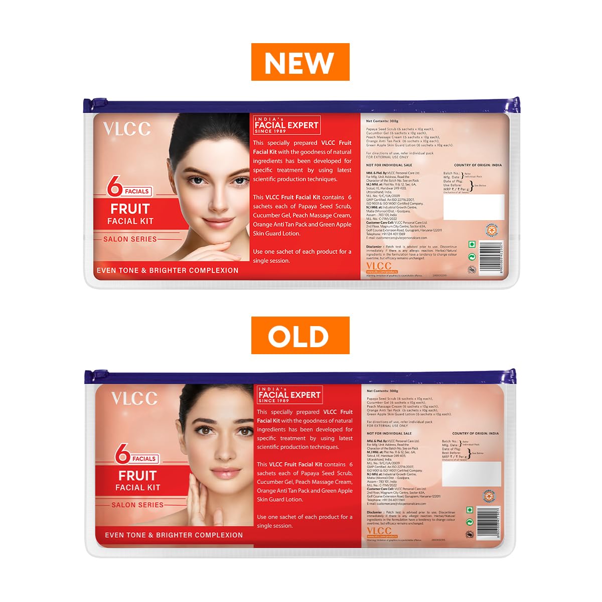 VLCC Salon Series Fruit Facial Kit - ( 6 Facials ) - 300g | At Home Fruit Facial | Tightens Skin, Lightens Dark Spots & Brightens Skin Tone | Papaya, Cucumber, Peach, Orange & Green Apple.