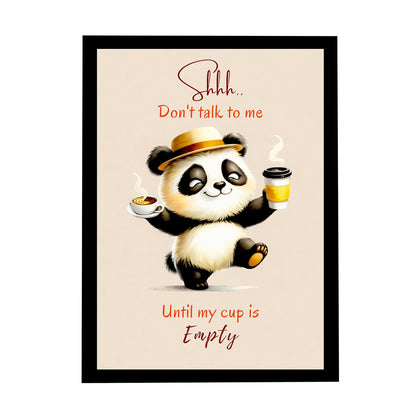 Coffee Wall Decor Frame Ready to Hang | Funny Panda Coffee Quote Poster | Cute Kitchen Cafe Wall Art for Home Office Restaurant | Gift Photo Frame for Drink Lovers