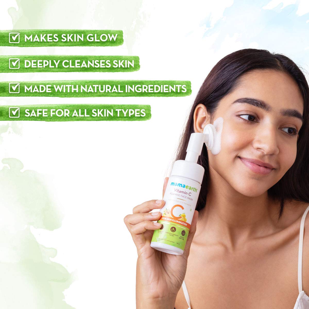 Mamaearth Vitamin C Face Wash with Foaming Silicone Cleanser Brush Powered by Vitamin C & Turmeric - 150ml