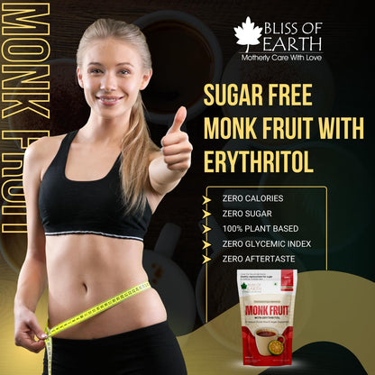 Bliss of Earth Monk Fruit Sweetener with Erythritol 1 lb (454g), 1:1 Zero Calorie Sugar Alternative, Keto Friendly, No Aftertaste, Zero Glycaemic Natural Sweetener,
