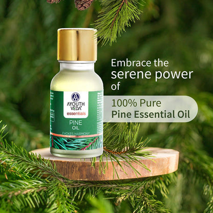 Ayouthveda Pine Essential Oil | Aromatherapy Kit for Stress Relief & Relaxation | use for Skin & Hair, Bath, Soaps & Candles, Inhalers & Diffusers | Revilatises & Soothes Mind & Body (15ml)