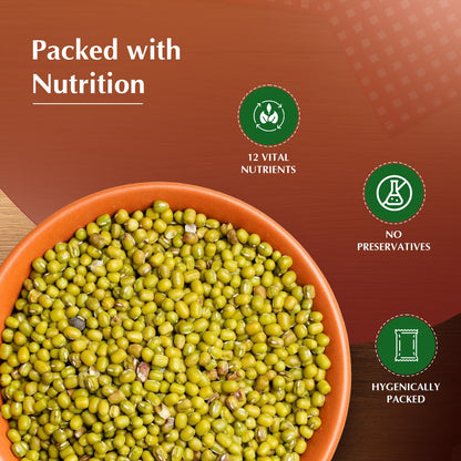 Vedaka Popular Unpolished Green Moong Whole (Sabut), 500 g|Naturally Rich in Protein |Naturally Cholesterol free