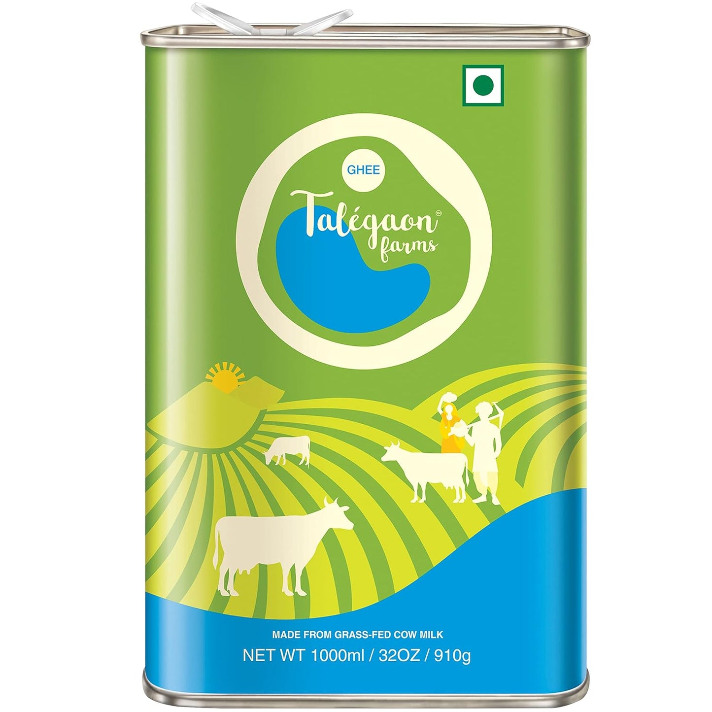 Talegaon Farms Premium Cow Ghee | Pure Desi Ghee | Traditional & Cultured | Vedic Bilona Method | Natural, Lactose-Free & Gluten-Free | Fresh, Healthy & Lab Tested | Tin Pack