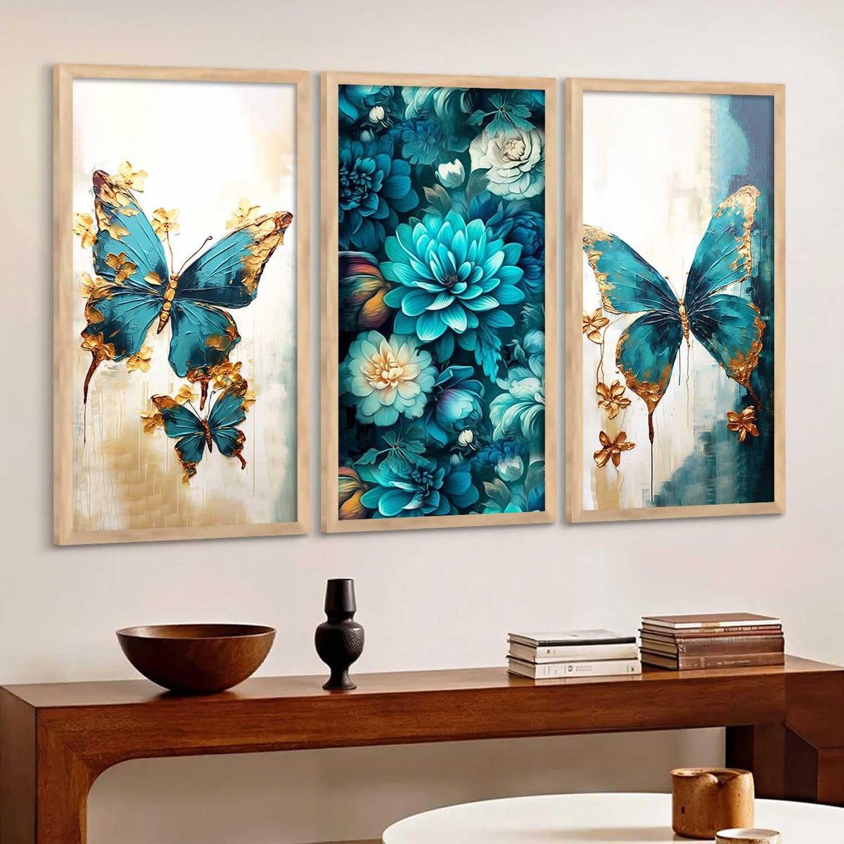 Modern Wall Art Home Decoration Paintings With Frame For Living Room Bed Room Hotel Wall Decor Digital Reprint Engineered Wood Set of 3 (Art 8, 10x19 inch)
