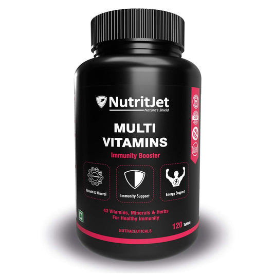 NutritJet Multivitamin For Men & Women - 120 Veg Tablets With 43 Essential Vitamins, Minerals and Herbs For Overall Health, Enhances Energy & Immunity
