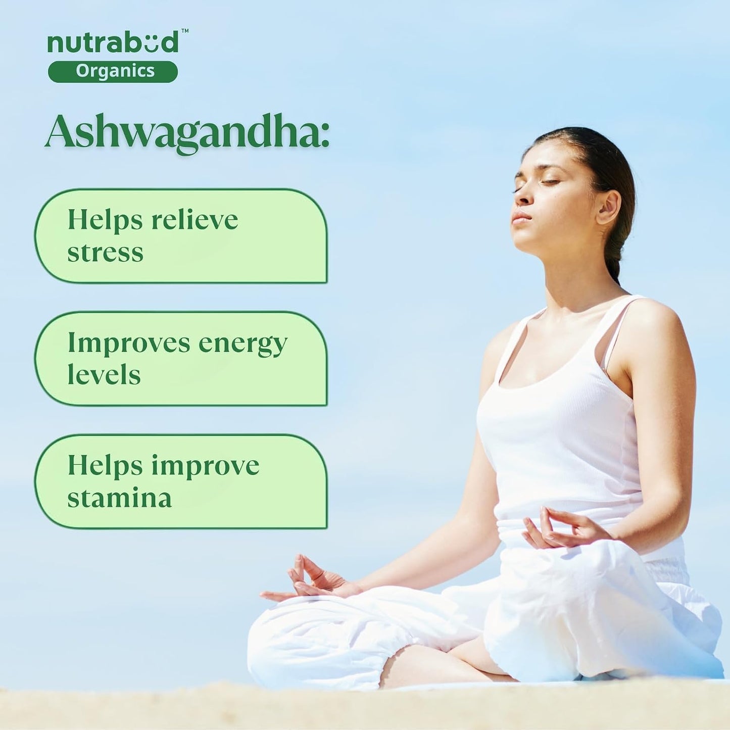 Nutrabud Ashwagandha 1000mg - 180 Tablets -Stress & Anxiety Relief Ashwagandha Powder Tablets - Rejuvenates Mind & Body - Certified Organic (180 Count (Pack of 1))