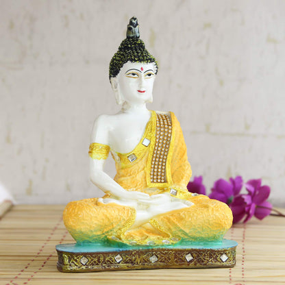 Orange Buddha Decorative Showpiece - 24 cm