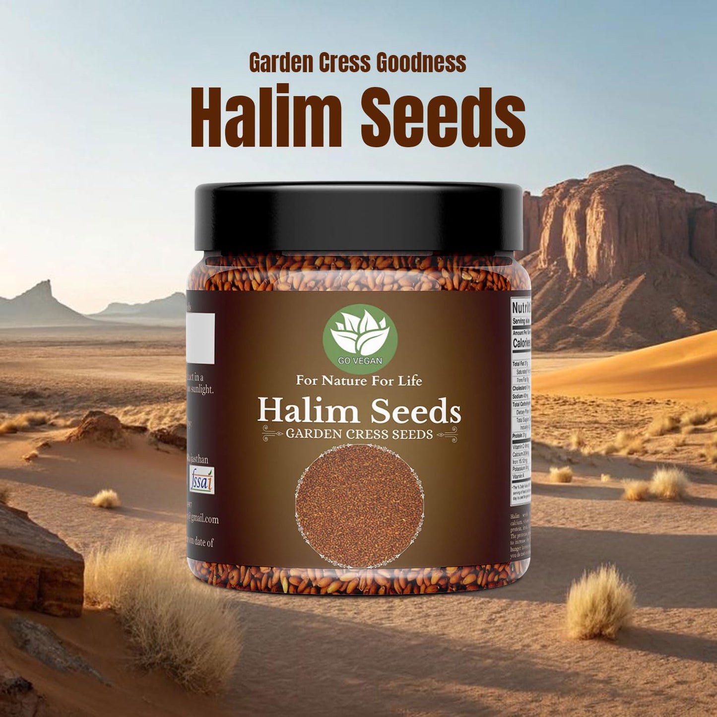 Go Vegan Halim Seeds - 350 Gm Aliv Seeds (Jar Pack)