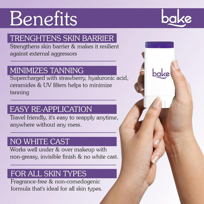 BAKE De-Tan Water Resistant Sunscreen Stick SPF 70 PA++++ with 2% Kojic Acid & Alpha Arbutin | Lightweight, No White Cast | For All Skin Types | For Pigmentation & Dark Spots - 20g