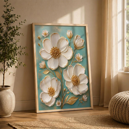 Floral Wall Art Home Decoration | Aesthetic Floral Paintings With Frame For Living Room Bed Room Hotel Wall Decor Digital Reprint Set of 1 (14X20)