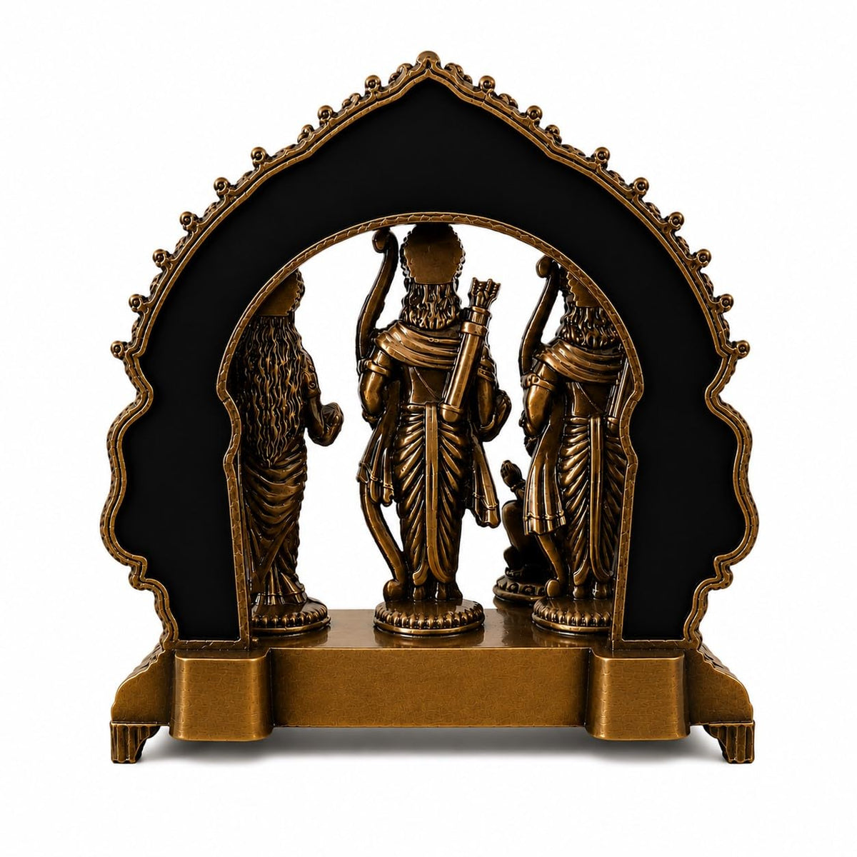 Ram Darbar Idol with Hanuman Statue for Home Temple, Pooja Room | Decorative Hindu God Murti | Antique Finish Religious Showpiece (10 x 5 x 10 cm, 300g)