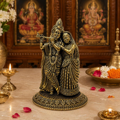 UNOVATE 100% Pure Brass Radha Krishna Murti, Radha Krishna Idol for Gift