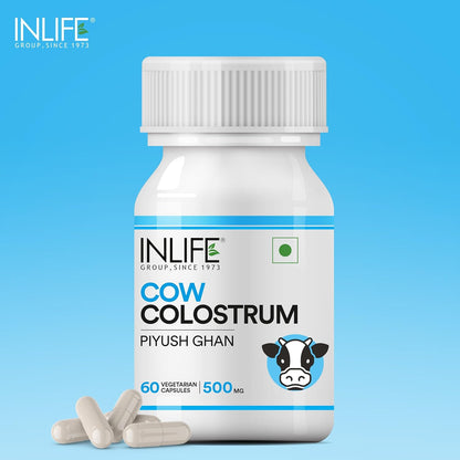 INLIFE Colostrum Capsules 500mg | Ayurvedic Immune & Gut Health Supplement - 60 Vegetarian Capsules (Pack of 1, 60)