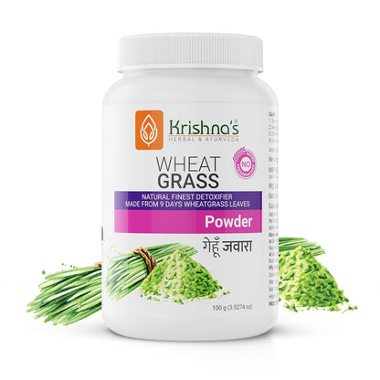 Krishna's Wheatgrass Powder - 100 g (Pack of 1) | Prepared from 9th day picked fresh wheatgrass leaves | Finest Herbal Detoxifier | Builds a Strong Immune System