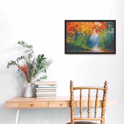 Tree Scenery Framed Photo, Wall Hanging Home Decor Painting for Living Room & Bedroom Decoration (18 x 12 Inch,Paper)