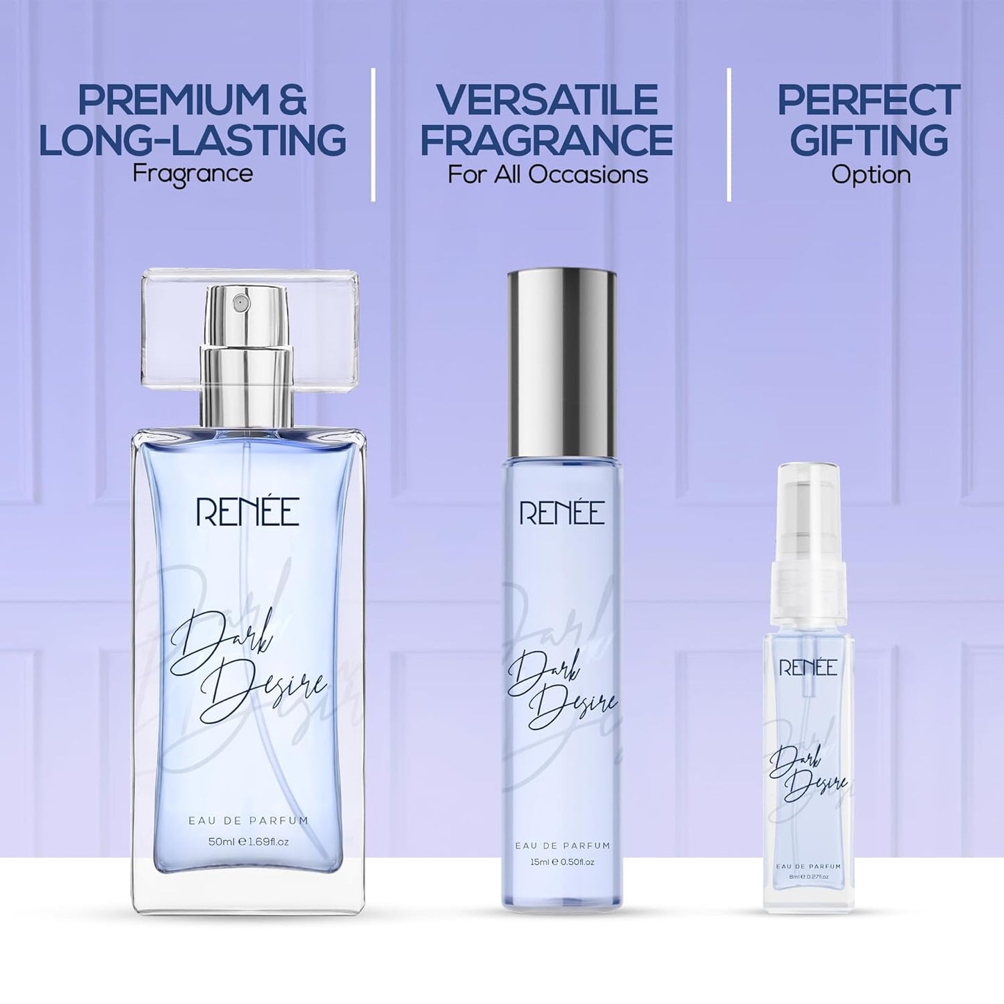 RENEE Eau De Parfum Dark Desire | Long Lasting Fragrance l Premium Perfume | Notes of Almond & Sandalwood | Perfect Gifting Option for Women l Floral Scent for All Occasions | Travel Friendly l 50 ml