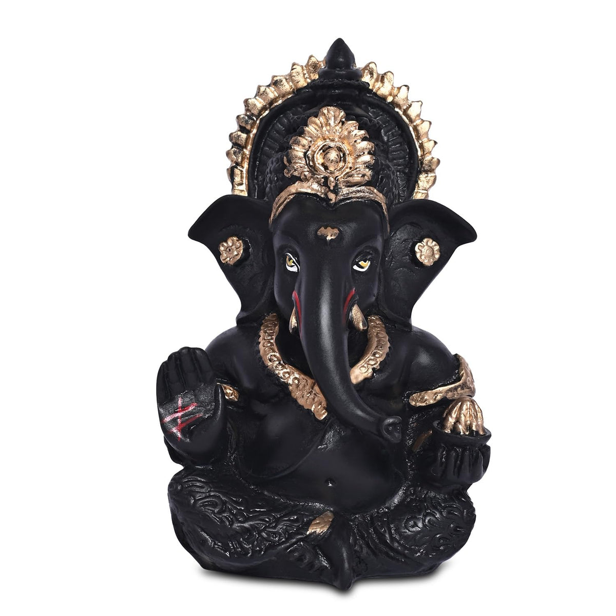 Gold Plated Ganesh Idol for Office Desk Puja Room God Ganesha Idol for Home Decor Ganpati for Gift Office Table Shelves Gifting Idols (8.89 x 5.08 cm) (Black), Religious