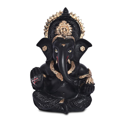 Gold Plated Ganesh Idol for Office Desk Puja Room God Ganesha Idol for Home Decor Ganpati for Gift Office Table Shelves Gifting Idols (8.89 x 5.08 cm) (Black), Religious