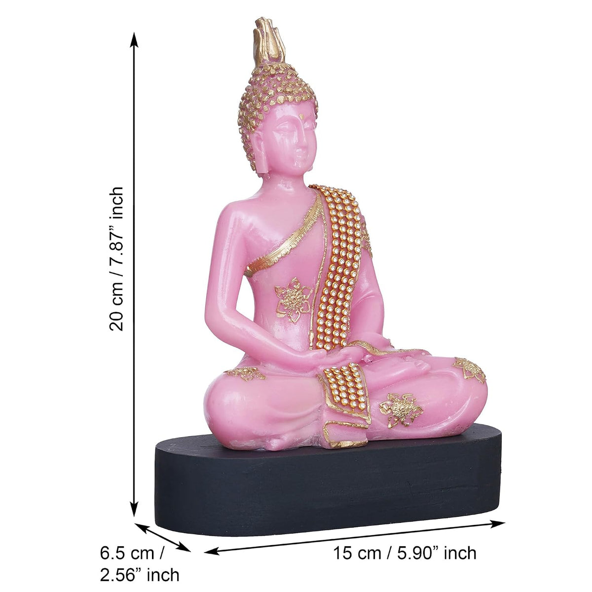 Pink and Golden Resin Handcrafted Meditating Lord Buddha Statue | Serene Home Decor for Living Rooms, Meditation Spaces, and Offices | Spiritual Gift for Diwali, Housewarming
