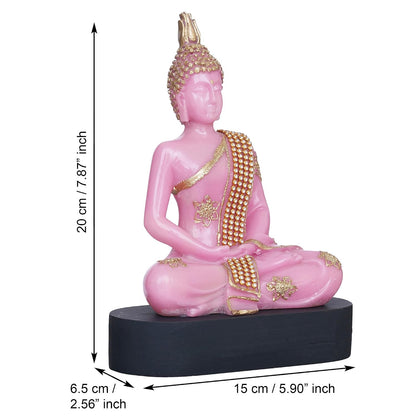 Pink and Golden Resin Handcrafted Meditating Lord Buddha Statue | Serene Home Decor for Living Rooms, Meditation Spaces, and Offices | Spiritual Gift for Diwali, Housewarming