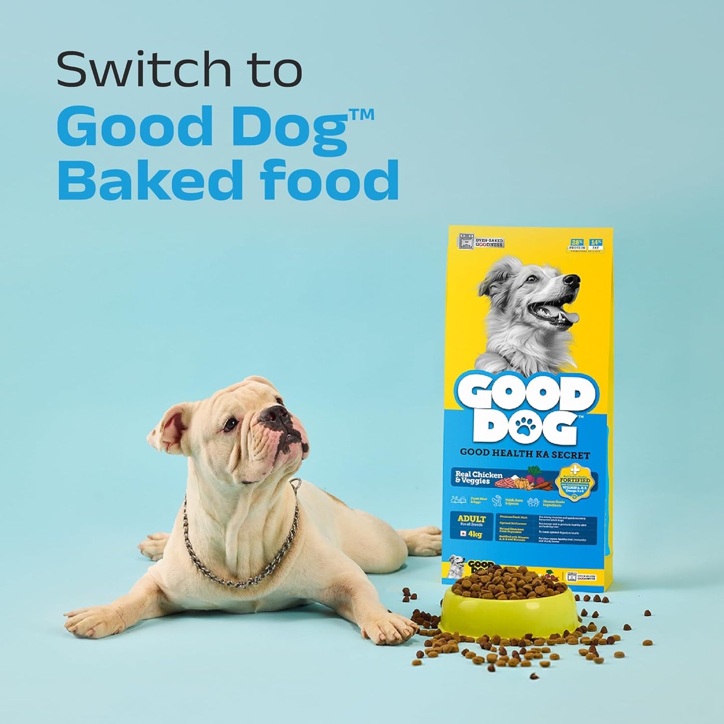 Good Dog Baked Chicken & Egg Dry Dog Food | 1 kg | Human Grade Ingredients | Complete & Balanced with Vitamins, Minerals & Indian Herbs to Support Gut Health | NutriFocus Dry Food for Adult Dogs