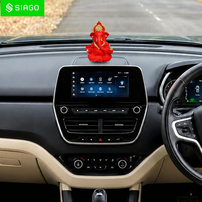 Premium Lord Ganesha Idol for Car Dashboard | 3.5 Inch Resin Ganpati Murti | Elegant Home & Office Decor Showpiece Red SIA486