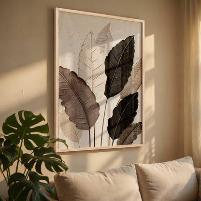 Aesthetic Leaf Art Home Decoration|Paintings With Frame For Living Room Bed Room Hotel Wall Decor Digital Reprint (19x25 inch)