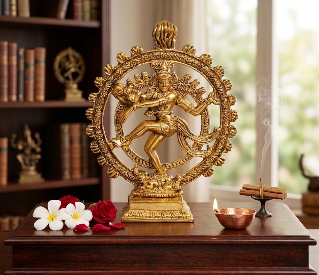 Metal Shiva Idol Natraj Statue for Home Decor,Gold Plated Dancing Shiva Natraja/Natrajan (Mahakal Murti) Showpiece Figurine Murti Deccoration & Gifts Article...