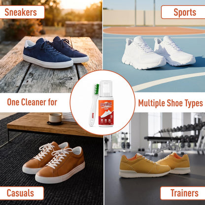 Amazon Brand - Presto! Sports Shoe Cleaner With Brush 150 ml | Removes Tough Stains | No Water Required | Ready To Use