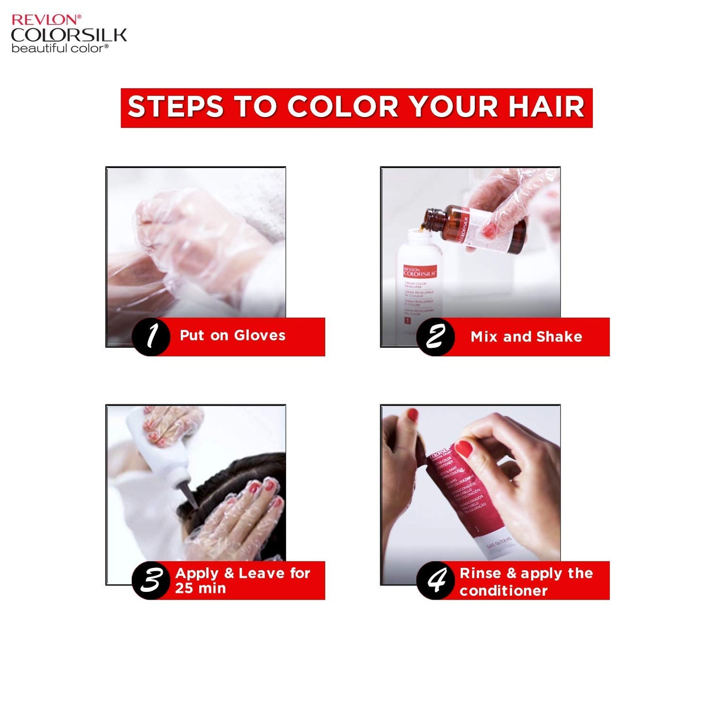Revlon Colorsilk Beautiful Color, Permanent Hair Color with Keratin, 40ml + 40ml + 11.8ml - Dark Mahogany Brown 3Rb (Pack of 1)