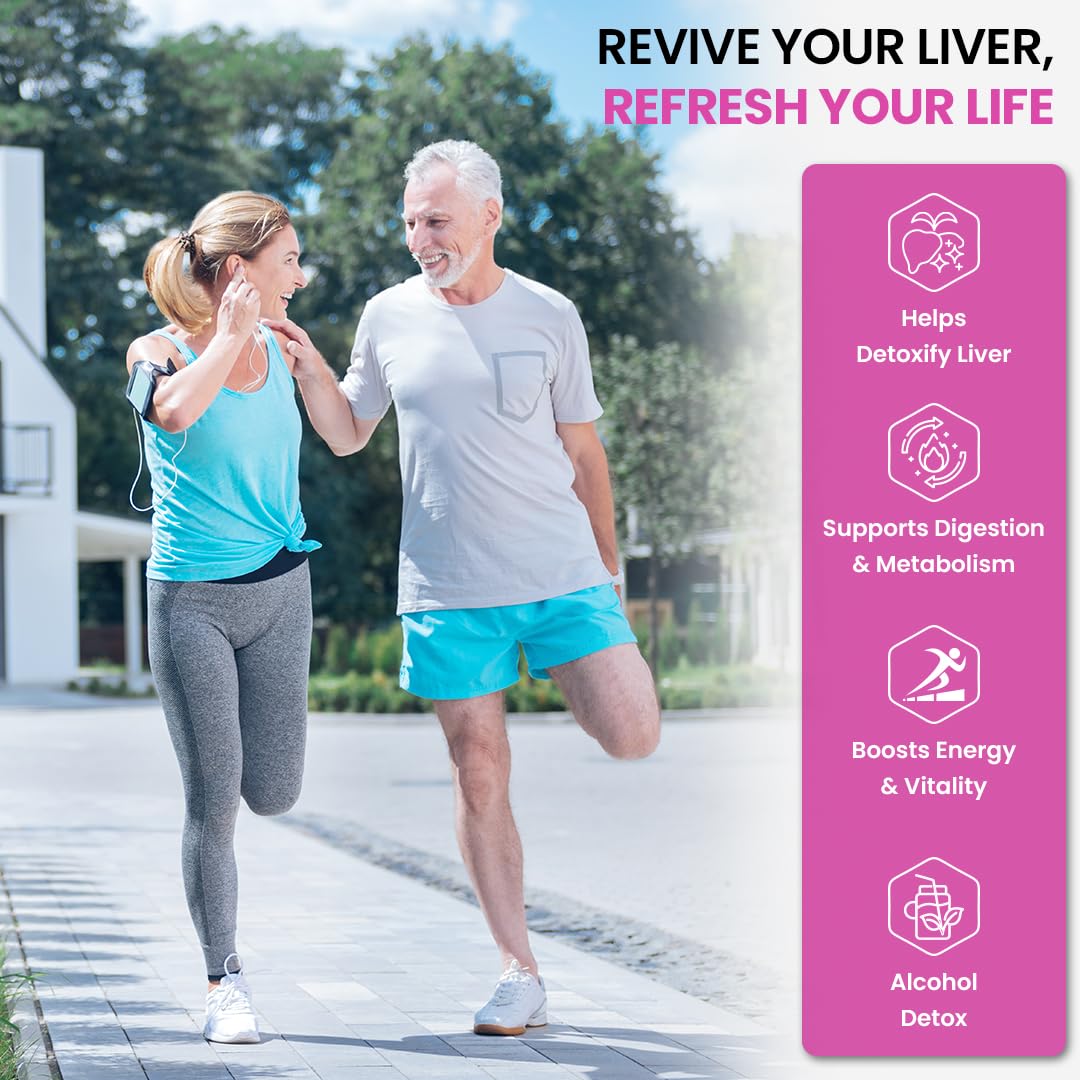 Two people walking outdoors with a supplement advertisement on the right.