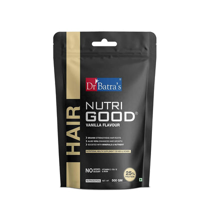 Dr Batra’s Nutrigood Hair Protein Powder 500g Vanilla with Brahmi, Biotin, Collagen & Keratin | Supplement for Hair Fall Control, Hair Growth, Stronger Thicker Hair & Scalp Nourishment | For Men & Women
