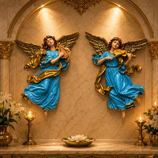Heavenly Guardian Wall Mount Idols Set for Home, Prayer Room, Gifting & Decoration, Multicolor, Set of 2, 1.5 x 6.75 x 10 Inch