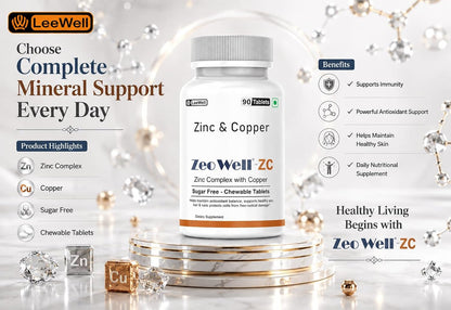 ZC (LeeWell) Zinc Copper Chewable Supplement, 90 Tablets