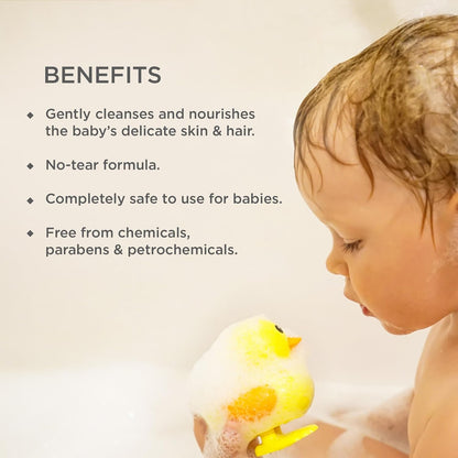 Forest Essentials Baby Hair & Body Wash with 10 herbs specially for baby care to gently cleanse & replenish delicate skin | Sulphate & Paraben Free