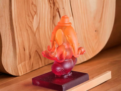Ganesha Idol for Car Dashboard | Beautiful Ganesh Murti for Home Temple | Ganpati Figurine Statue Showpiece Sculpture for Office Desk (Orange-Red)