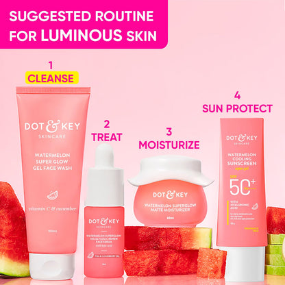 Zephivo DOT & KEY Watermelon Super Glow Gel Face Wash With Vitamin C&Cucumber|Face Wash For Glowing Skin|Oil Free Face Wash|Removes Excess Oil&Dirt|For Combination & Oily Skin|For Women & Men|100Ml
