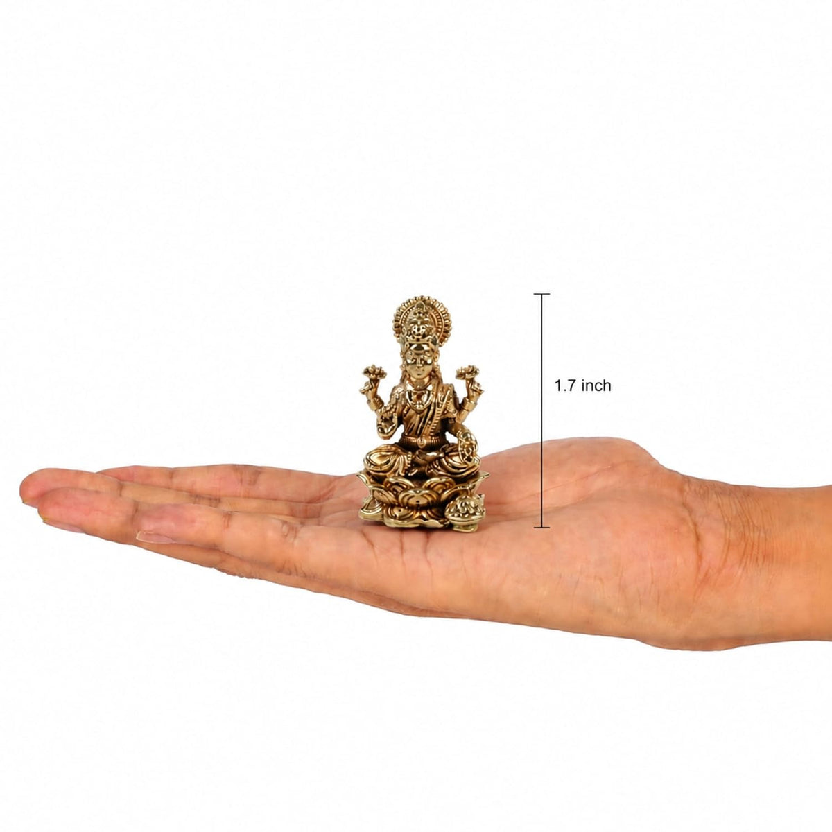 1.5 Inch Pure Brass Maa Lakshmi Idol | Divine Murti for Home Temple, Mandir, Office Desk & Puja Room | Pooja Decor, Festive Gift & Spiritual Home Accent