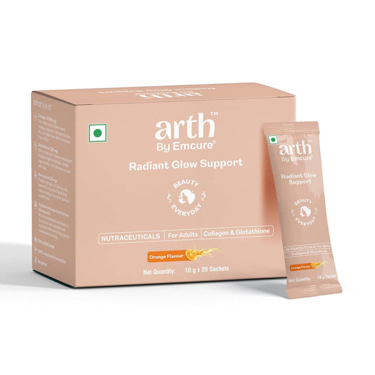 Arth Collagen Supplement | Daily Radiant Glow Support | Plant-Based Collagen Powder with Glutathione, Resveratrol, Goji Berry & Grape Seed Extract | Skin Radiance, Elasticity & Hydration | For Men & Women | 20 Sachets