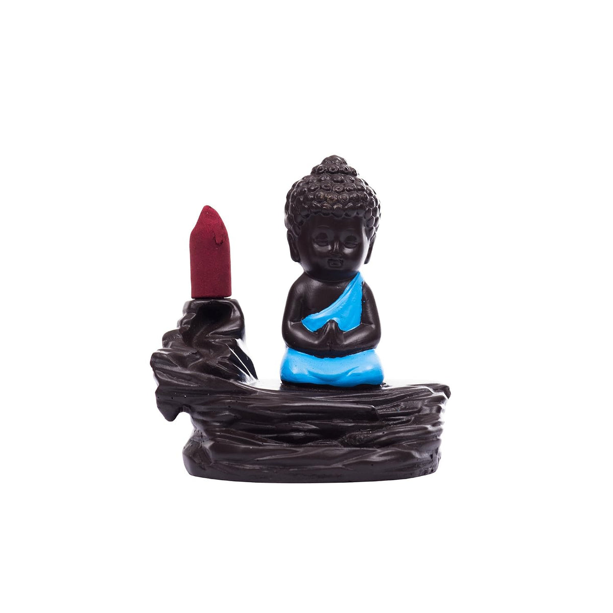 eCraftIndia Buddha Smoke Backflow Incense Holder (7.01 cm x 7.01 cm x 11.98 cm, Black and Blue)